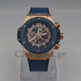 Hublot Big Bang Unico Rose Gold - Blue Skeleton Dial - Rubber Strap