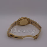GOLD DAY DATE 36MM WATCH FLUTED BEZEL DIAMOND PAVED RAINBOW SAPPHIRE DIAL