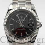DAY-DATE II 40MM BEZEL DARK RODHIUM DIAL LINE MOTIF STICK MARKERS