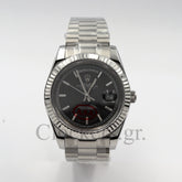 DAY-DATE II 40MM BEZEL DARK RODHIUM DIAL LINE MOTIF STICK MARKERS