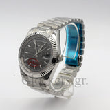 DAY-DATE II 40MM BEZEL DARK RODHIUM DIAL LINE MOTIF STICK MARKERS